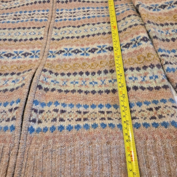 "Jamieson's Scottish Shetland Fair Isle Hoodie Crewneck Sweater Sz XL Pink Wool - Picture 6 of 9